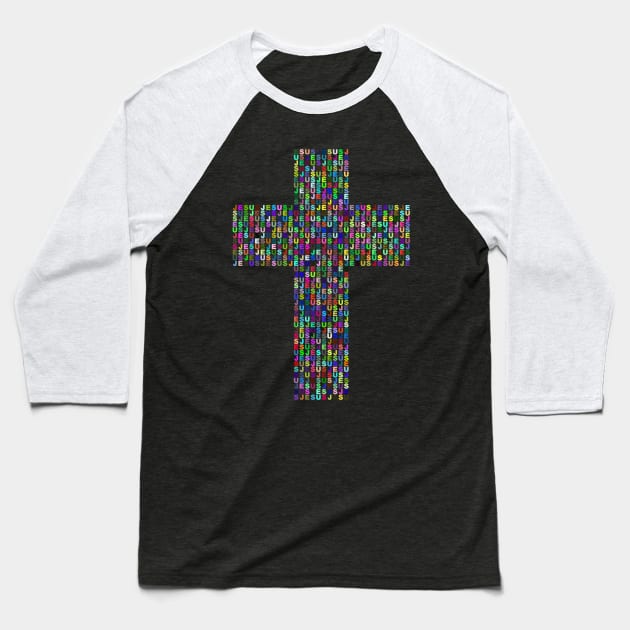 Jesus cross rainbow colours Christian design Baseball T-Shirt by Mummy_Designs